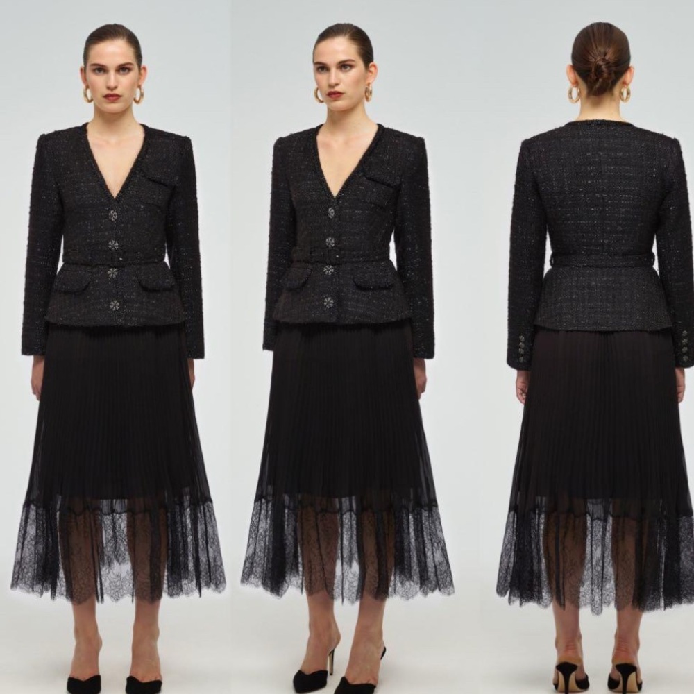 Self-Portrait Black Lace Midi Dress
